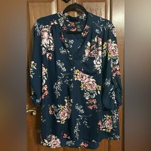 Justify Floral‎ Navy Blouse Womens Size 1X